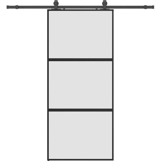 vidaXL Porte coulissante avec ferrure noire 90x205 cm verre trempé