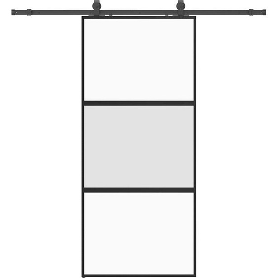 vidaXL Porte coulissante avec ferrure noire 90x205 cm verre trempé