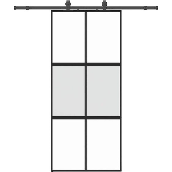 vidaXL Porte coulissante avec ferrure noire 90x205 cm verre trempé