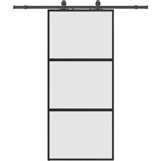 vidaXL Porte coulissante avec ferrure noire 90x205 cm verre trempé