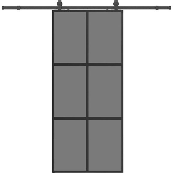 vidaXL Porte coulissante avec ferrure noire 90x205 cm verre trempé