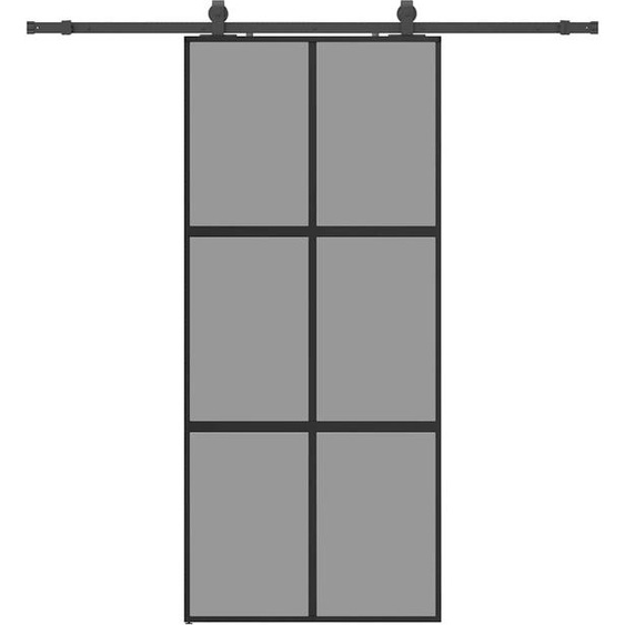 vidaXL Porte coulissante avec ferrure noire 90x205 cm verre trempé
