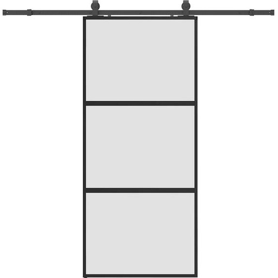 vidaXL Porte coulissante avec ferrure noire 90x205 cm verre trempé