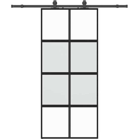 vidaXL Porte coulissante avec ferrure noire 90x205 cm verre trempé
