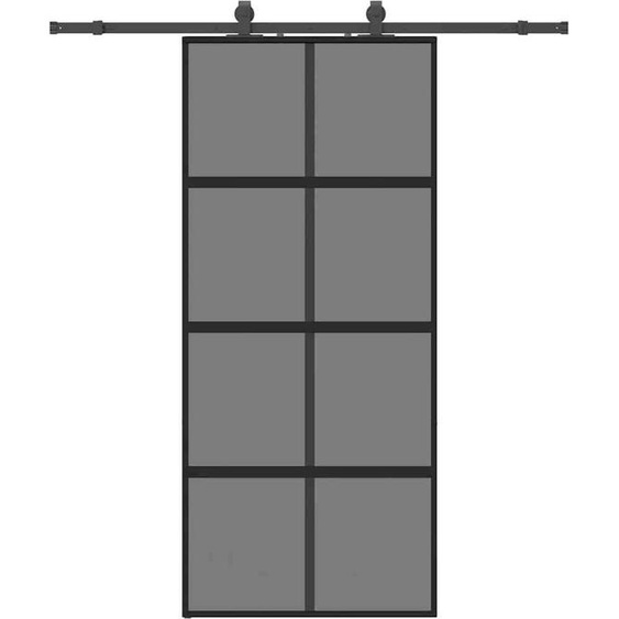 vidaXL Porte coulissante avec ferrure noire 90x205 cm verre trempé