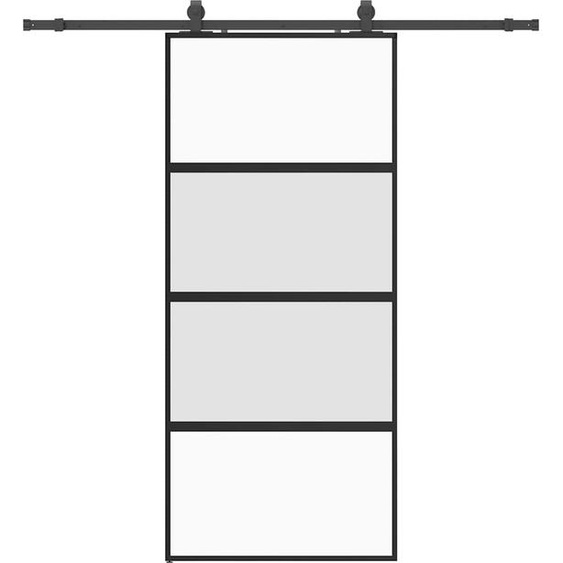 vidaXL Porte coulissante avec ferrure noire 90x205 cm verre trempé