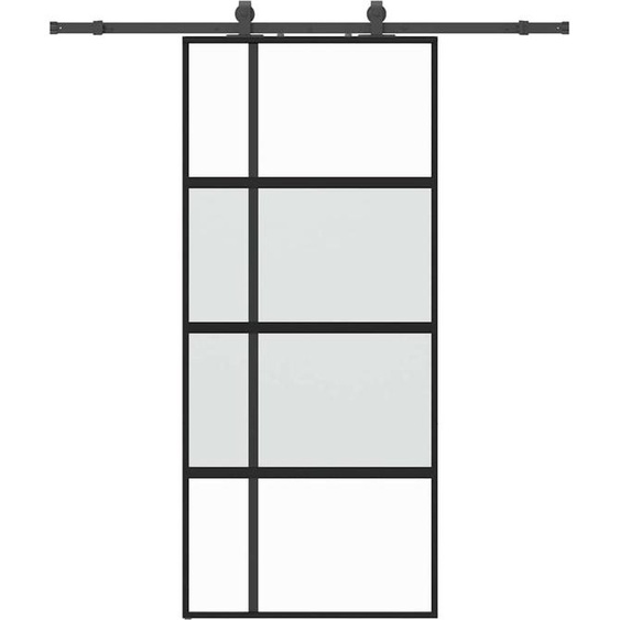 vidaXL Porte coulissante avec ferrure noire 90x205 cm verre trempé
