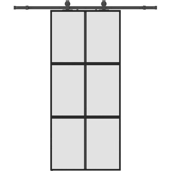 vidaXL Porte coulissante avec ferrure noire 90x205 cm verre trempé
