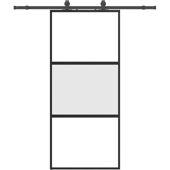 vidaXL Porte coulissante avec ferrure noire 90x205 cm verre trempé