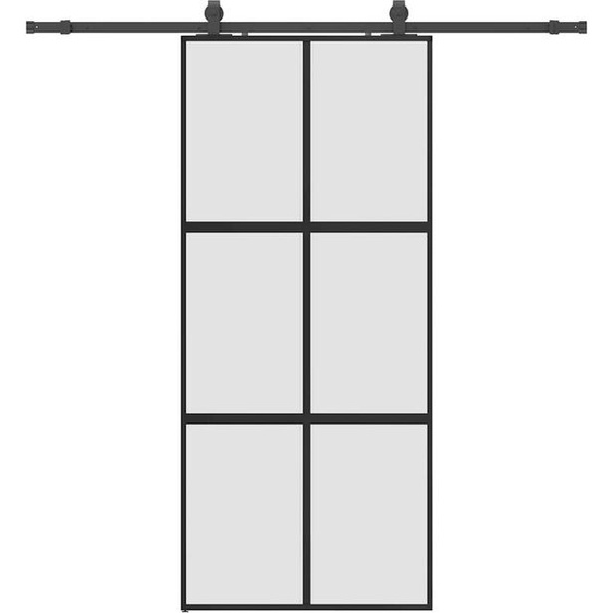 vidaXL Porte coulissante avec ferrure noire 90x205 cm verre trempé