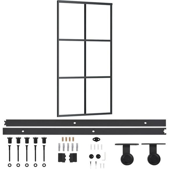 vidaXL Porte coulissante avec ferrure verre ESG & aluminium 102x205 cm