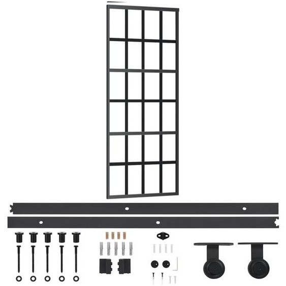 vidaXL Porte coulissante avec ferrure verre ESG & aluminium 76x205 cm