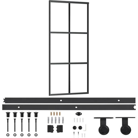 vidaXL Porte coulissante avec ferrure verre ESG & aluminium 90x205 cm