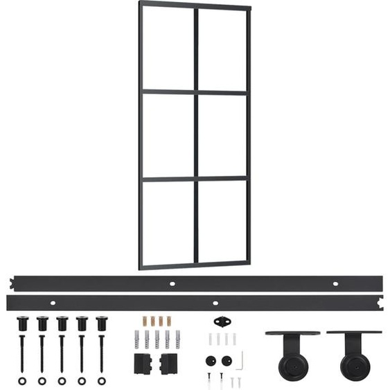 vidaXL Porte coulissante avec ferrure verre ESG & aluminium 90x205 cm