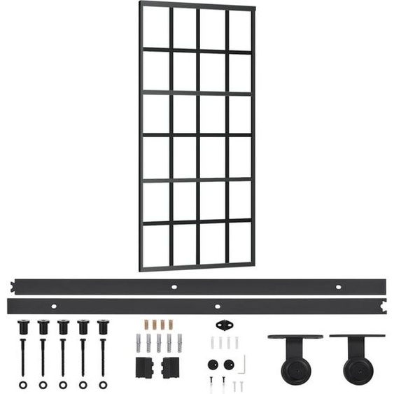 vidaXL Porte coulissante avec ferrure verre ESG & aluminium 90x205 cm