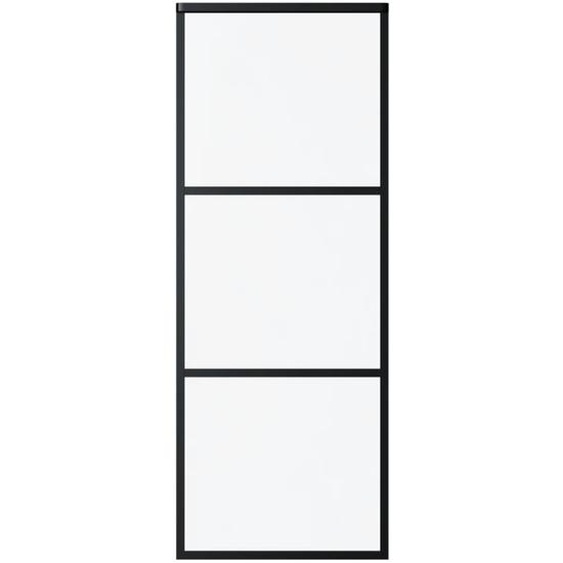 vidaXL Porte coulissante en 3 parties verre ESG et aluminium 76x205 cm noir
