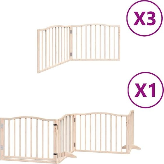vidaXL Porte pour chien 10 pièces avec porte Pliable 800 cm Bois de peuplier