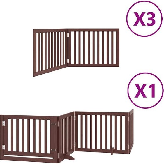 vidaXL Porte pour chien 10 pièces avec porte Pliable Marron 800 cm Bois de peuplier