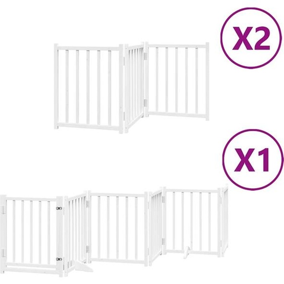 vidaXL Porte pour chien 12 pièces avec porte Pliable Blanc 600 cm Bois de peuplier