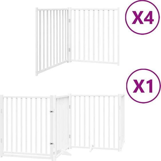 vidaXL Porte pour chien 12 pièces avec porte Pliable Blanc 960 cm Bois de peuplier