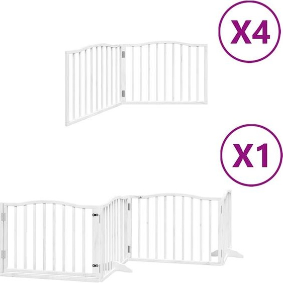 vidaXL Porte pour chien 12 pièces avec porte Pliable Blanc 960 cm Bois de peuplier