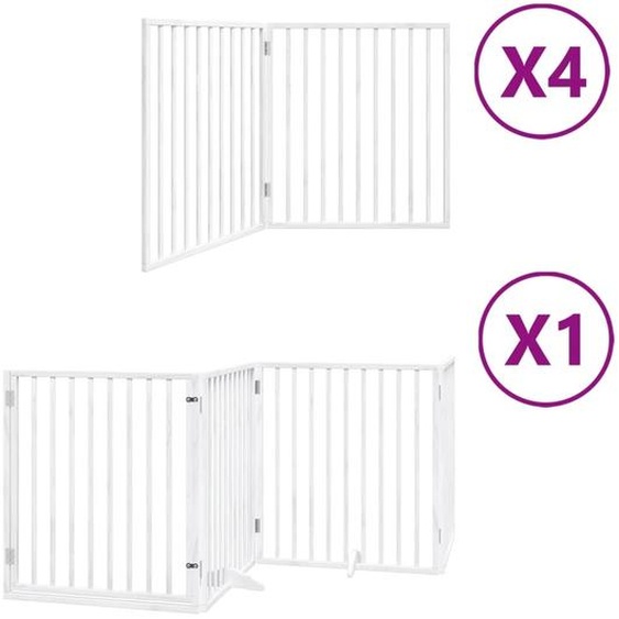 vidaXL Porte pour chien 12 pièces avec porte Pliable Blanc 960 cm Bois de peuplier