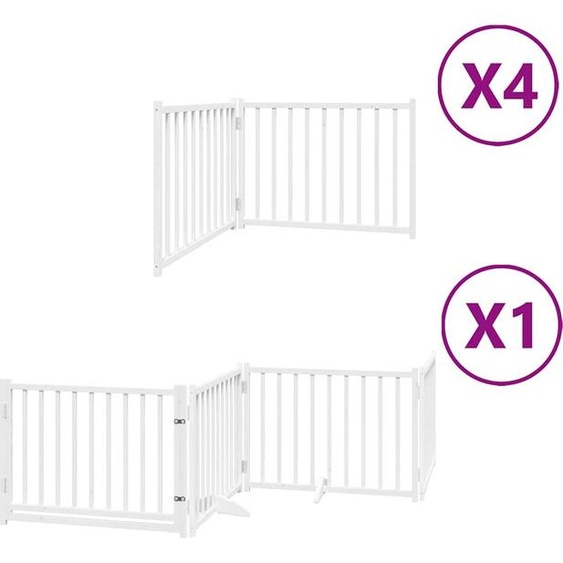 vidaXL Porte pour chien 12 pièces avec porte Pliable Blanc 960 cm Bois de peuplier