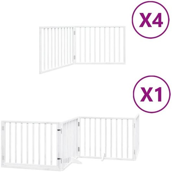 vidaXL Porte pour chien 12 pièces avec porte Pliable Blanc 960 cm Bois de peuplier