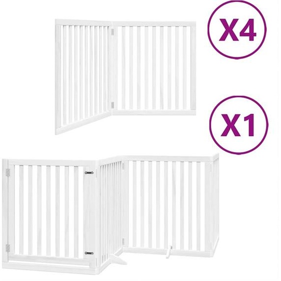 vidaXL Porte pour chien 12 pièces avec porte Pliable Blanc 960 cm Bois de peuplier