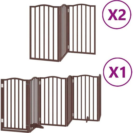 vidaXL Porte pour chien 12 pièces avec porte Pliable Marron 600 cm Bois de peuplier