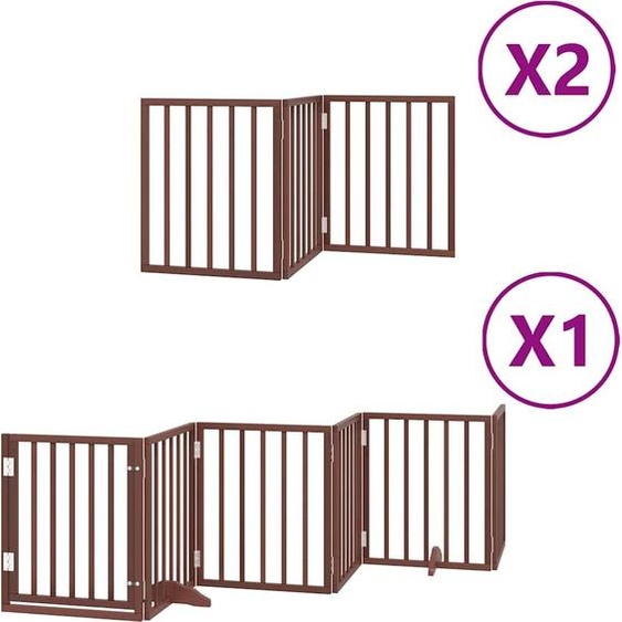 vidaXL Porte pour chien 12 pièces avec porte Pliable Marron 600 cm Bois de peuplier
