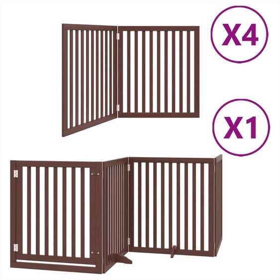 vidaXL Porte pour chien 12 pièces avec porte Pliable Marron 960 cm Bois de peuplier