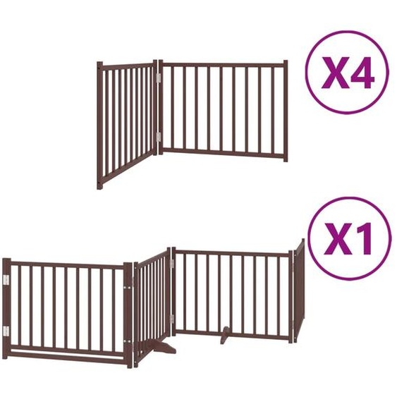 vidaXL Porte pour chien 12 pièces avec porte Pliable Marron 960 cm Bois de peuplier