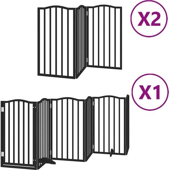 vidaXL Porte pour chien 12 pièces avec porte Pliable Noir 600 cm Bois de peuplier