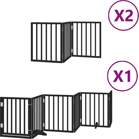 vidaXL Porte pour chien 12 pièces avec porte Pliable Noir 600 cm Bois de peuplier