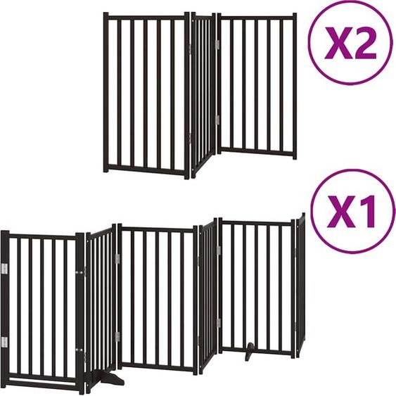 vidaXL Porte pour chien 12 pièces avec porte Pliable Noir 600 cm Bois de peuplier
