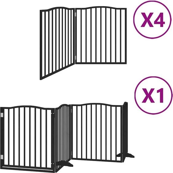 vidaXL Porte pour chien 12 pièces avec porte Pliable Noir 960 cm Bois de peuplier