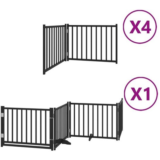 vidaXL Porte pour chien 12 pièces avec porte Pliable Noir 960 cm Bois de peuplier