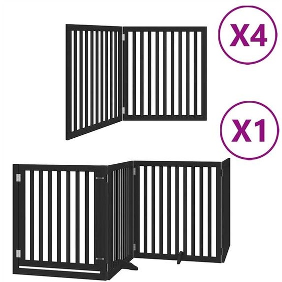 vidaXL Porte pour chien 12 pièces avec porte Pliable Noir 960 cm Bois de peuplier