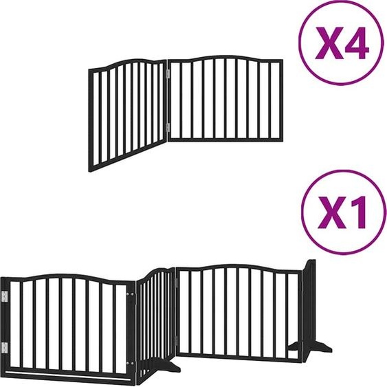 vidaXL Porte pour chien 12 pièces avec porte Pliable Noir 960 cm Bois de peuplier
