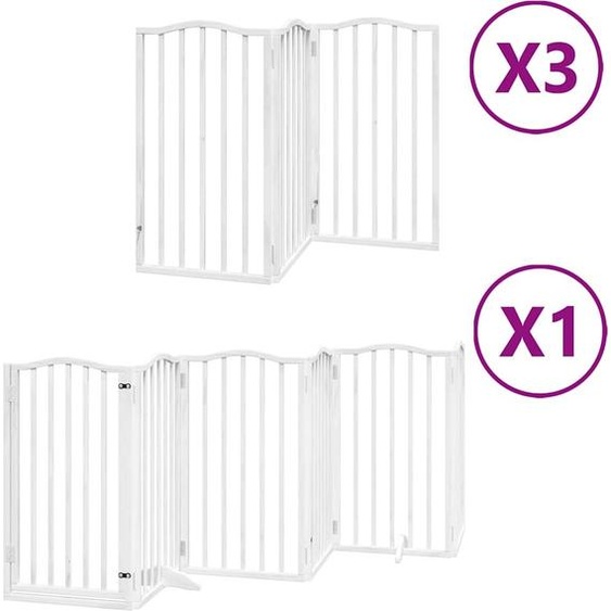 vidaXL Porte pour chien 15 pièces avec porte Pliable Blanc 750 cm Bois de peuplier