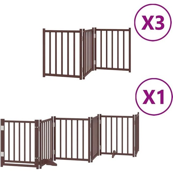 vidaXL Porte pour chien 15 pièces avec porte Pliable Marron 750 cm Bois de peuplier