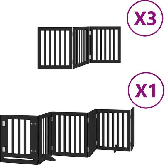 vidaXL Porte pour chien 15 pièces avec porte Pliable Noir 750 cm Bois de peuplier