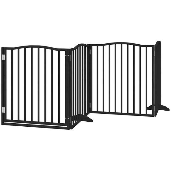 vidaXL Porte pour chien 4 pièces avec porte Pliable Noir 320 cm Bois de peuplier