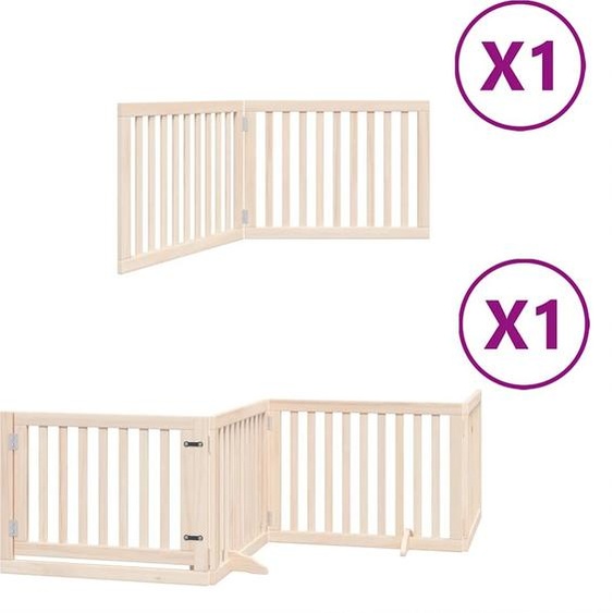 vidaXL Porte pour chien 6 pièces avec porte Pliable 480 cm bois de peuplier