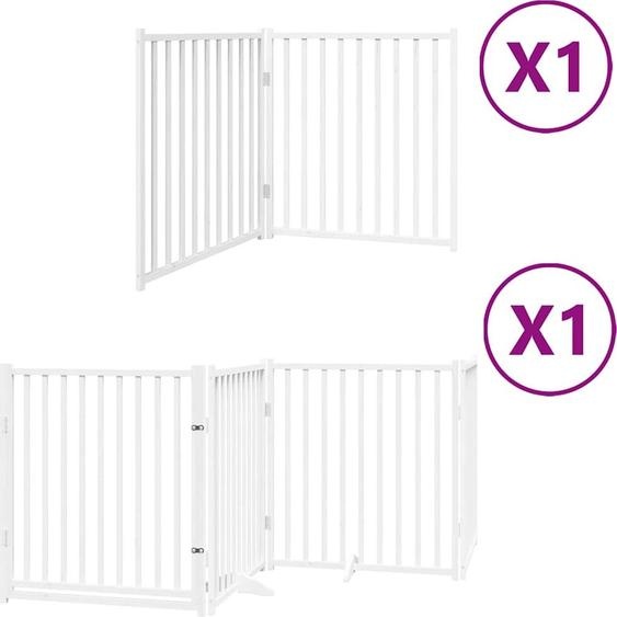 vidaXL Porte pour chien 6 pièces avec porte Pliable Blanc 480 cm Bois de peuplier
