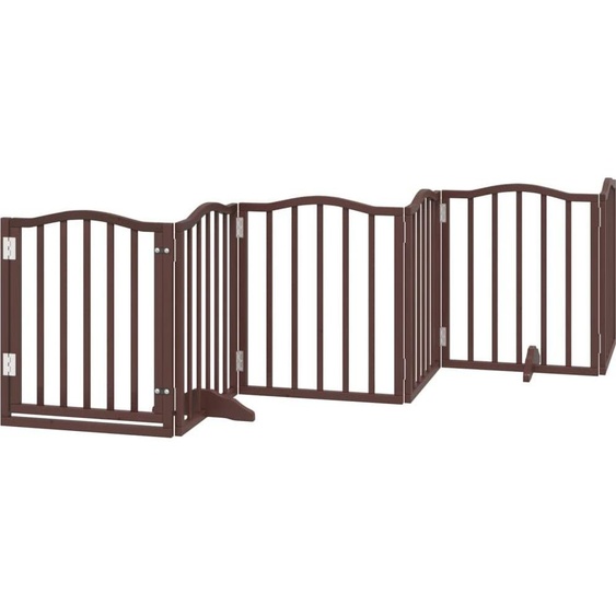 vidaXL Porte pour chien 6 pièces avec porte Pliable Chêne brun 300 cm Bois de peuplier