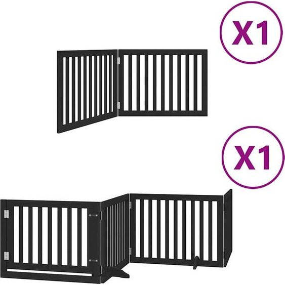 vidaXL Porte pour chien 6 pièces avec porte Pliable Noir 480 cm Bois de peuplier