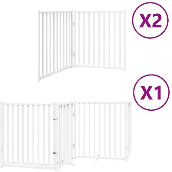 vidaXL Porte pour chien 8 pcs. avec porte Pliable Blanc 640 cm Bois de peuplier