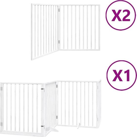 vidaXL Porte pour chien 8 pcs. avec porte Pliable Blanc 640 cm Bois de peuplier